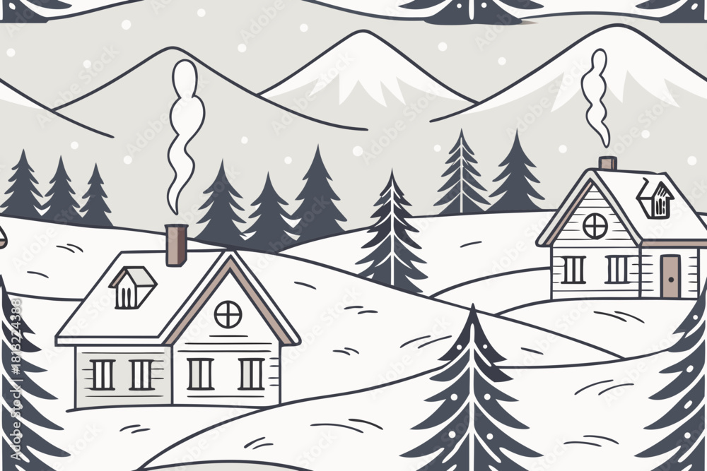 Fototapeta premium winter landscape with house