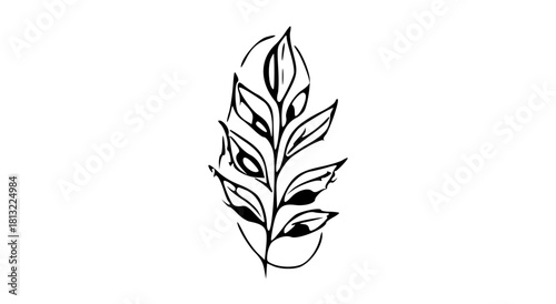 Minimal botanical line illustration with earthy brown and sage accents, clean negative space, soft organic curves, natural calm mood