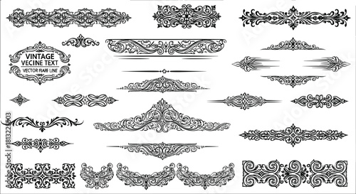 Elegant vintage ornamental dividers and decorative borders set with floral flourishes, antique frame elements, classic Victorian swirls, and intricate line designs.