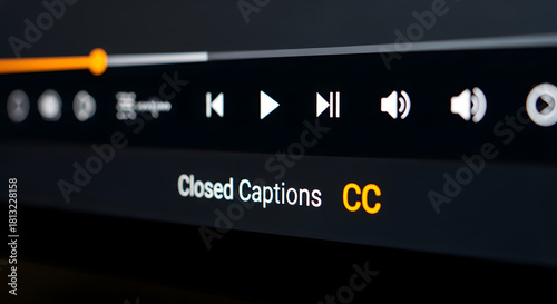 Closed captions symbol glowing on video player