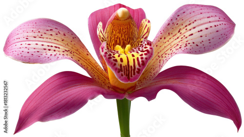 Stunning Close-Up of Pink Orchid Flower with Detailed Petals and Vivid Colors