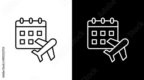 Travel Plan White Icon Set Design