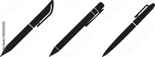 Pen Icon set. Collection of vector for writing and artistic tools pen, pencil, marker, paintbrush. classic hand writing tool for calligraphy. Web site page and mobile app design vector element.