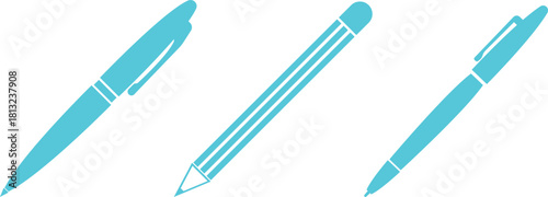 Pen Icon set. Collection of vector for writing and artistic tools pen, pencil, marker, paintbrush. classic hand writing tool for calligraphy. Web site page and mobile app design vector element.