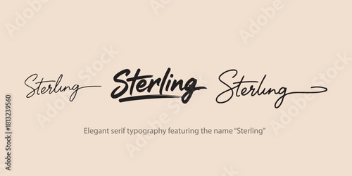 Elegant serif typography featuring the name “Sterling”, crafted with refined details and a timeless luxury aesthetic. Ideal for premium branding, high-end logos, fashion identity, upscale packaging