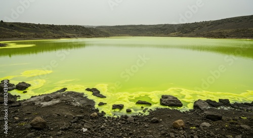 Photo of a water source contaminated by industrial waste.
