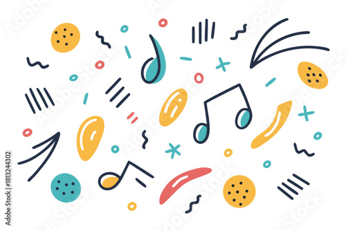 funky crayon doodle geometric shapes pattern icons