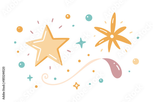 funky crayon doodle geometric shapes pattern icons