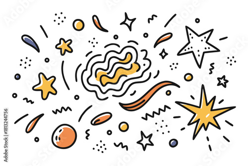 funky crayon doodle geometric shapes pattern icons