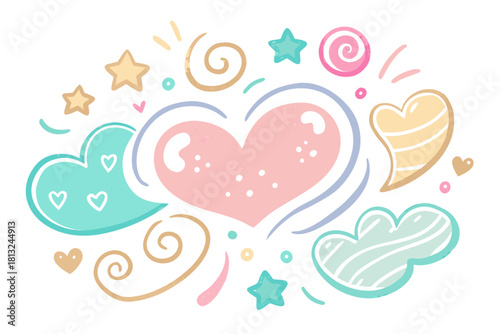 funky crayon doodle geometric shapes pattern icons