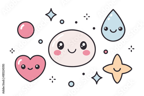 funky crayon doodle geometric shapes pattern icons