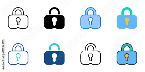 Password icon set multiple style collection 
