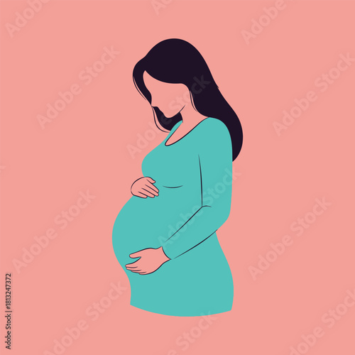 Pregnant Woman Illustration pregnancy vector baby mother child family love care health maternity belly drawing design art graphic