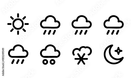 Outline style weather icon bundle  vector illustration, easily editable. 