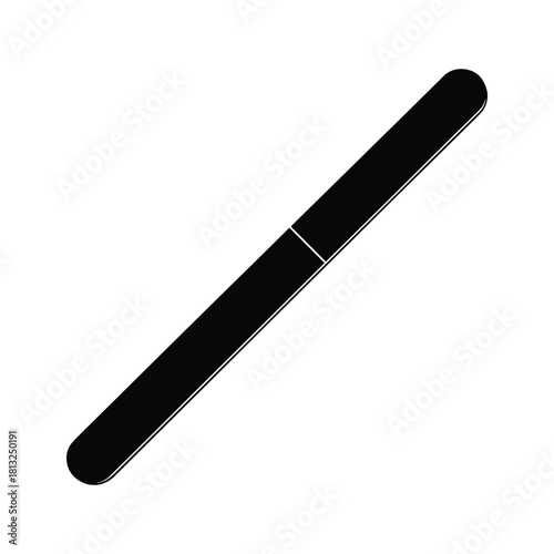 Black nail file with rounded ends on a clean white background manicure pedicure