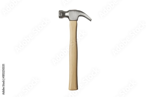 Claw Hammer with Wooden Handle Isolated on White
