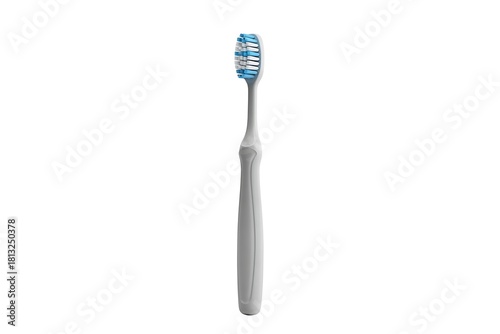 Minimalist Gray Toothbrush with Blue and White Bristles