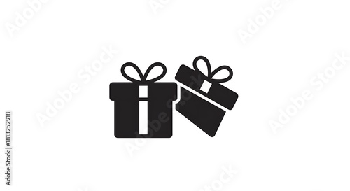 Black and white gift box icons on white background celebration concept