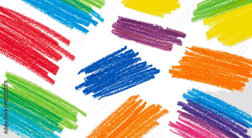 colorful hand-drawn crayon strokes forming a vibrant abstract art background ideal for creative design elements and playful texture.