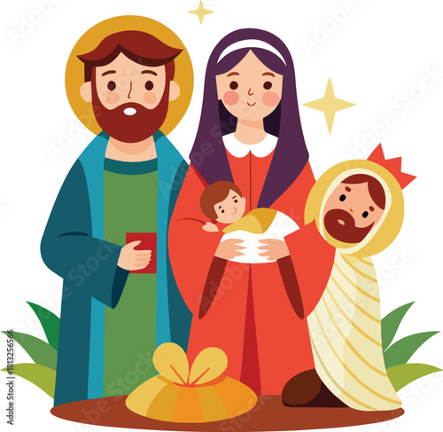 Bethlehem Nativity Holy Family Vector Design,