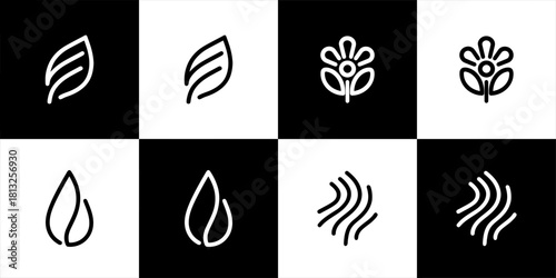 Minimalist Organic Nature and Wellness Icons Set