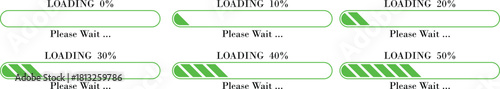 Loading Bar Please Wait Progress Icon set. loading bar progress Download progress status. Vector illustration.Collection loading status bar in different design. Web design elements for app.