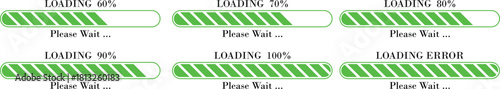 Loading Bar Please Wait Progress Icon set. loading bar progress Download progress status. Vector illustration.Collection loading status bar in different design. Web design elements for app.