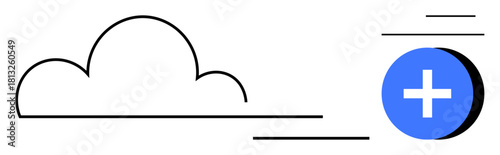 Cloud storage concept. Cloud and plus symbol secure cloud storage and data upload solutions. Cloud storage supports data management, backups, sharing, and collaboration. For tech industries, web