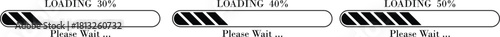 Loading Bar Please Wait Progress Icon set. loading bar progress Download progress status. Vector illustration.Collection loading status bar in different design. Web design elements for app.