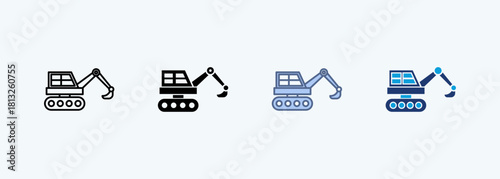 Excavation Work multiple style icon collection