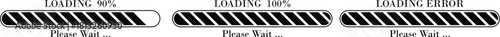 Loading Bar Please Wait Progress Icon set. loading bar progress Download progress status. Vector illustration.Collection loading status bar in different design. Web design elements for app.