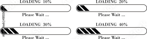 Loading Bar Please Wait Progress Icon set. loading bar progress Download progress status. Vector illustration.Collection loading status bar in different design. Web design elements for app.