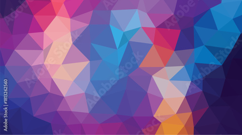 Abstract Colorful Purple Blue and Orange Low-Poly Geometric Background