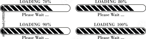 Loading Bar Please Wait Progress Icon set. loading bar progress Download progress status. Vector illustration.Collection loading status bar in different design. Web design elements for app.
