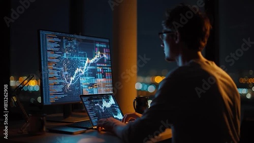 Night Trader - Analyzing Stock Market Data on Multiple Screens.