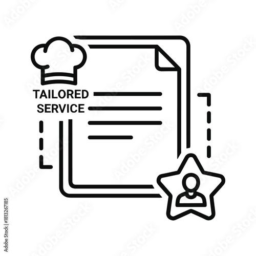 Line art icon representing tailored service, personalized customer experience, and custom solutions