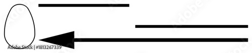 Directional arrow pointing toward an abstract oval with multiple straight lines for process flow visualization. Use in presentations, strategy concepts, and flowchart designs. Useful for business