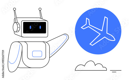 AI-powered aviation. AI concepts in air travel safety and operations. AI-powered aviation driving optimization, innovation, and autonomy in travel. For tech, logistics, and aviation industries