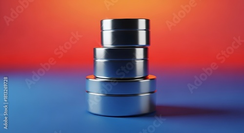 Shiny silver metal 3D cosmetic storage Jar mockup on a color background