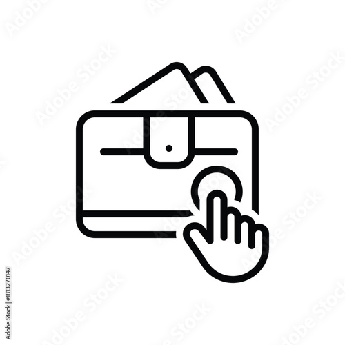 Black line icon for tap wallet