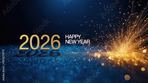 Glittery 2026 New Year Celebration Sparkle Night Sky Bokeh Background Festive Fireworks Display Joyful Holiday Season Greeting Card Design Element