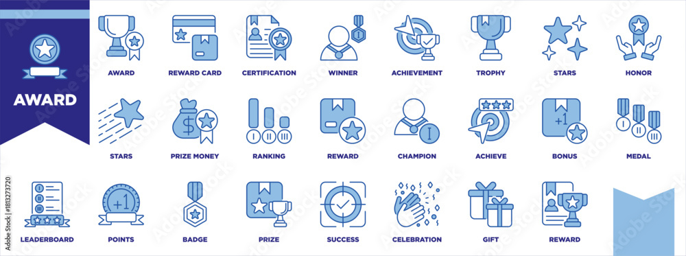 Fototapeta premium Reward Blue White Icon Sheet Illustration