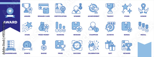 Reward Blue White Icon Sheet Illustration