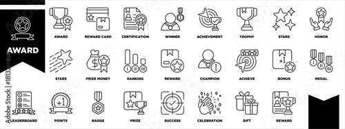 Reward Line Black Icon Sheet Illustration