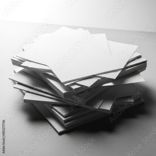 Stack of blank white paper in dramatic lighting