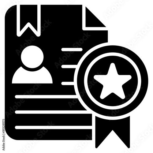 Certification Glyph Black Icon Illustration