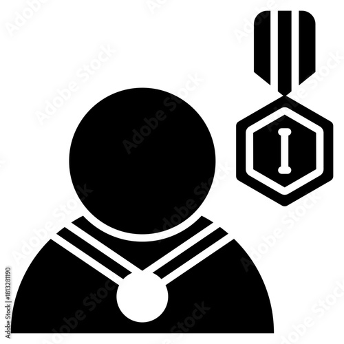 Winner Glyph Black Icon Illustration