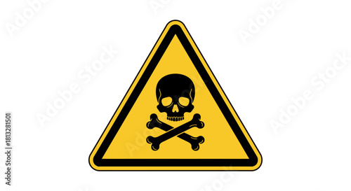 Warning Hazard Skull and Crossbones Sign for Toxic Chemical and Poison