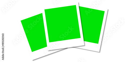 Polaroid Photo Frames Mockup Template with Green Screen for Easy Image Replacement