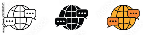 Global dialog icon vector. seamless communication, bridging cultures and sharing ideas worldwide, fostering collaboration and understanding across boundaries symbol. vector illustration.